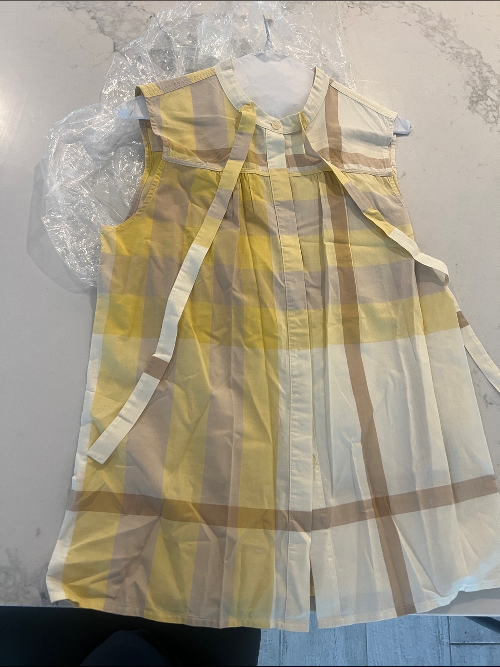 Burberry Yellow Plaid Sleeveless Blouse